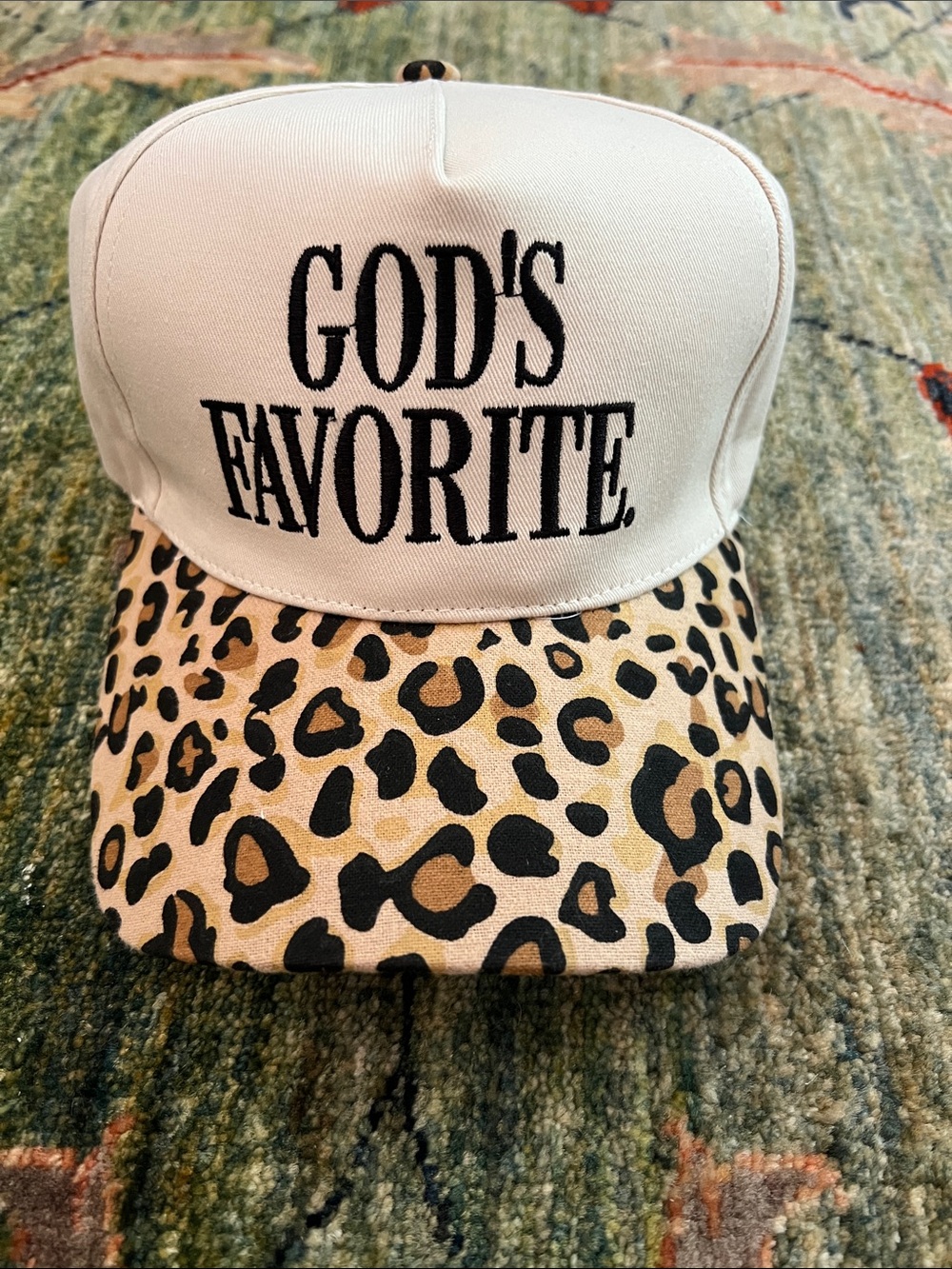 'GOD'S FAVORITE' Cap with Leopard Brim